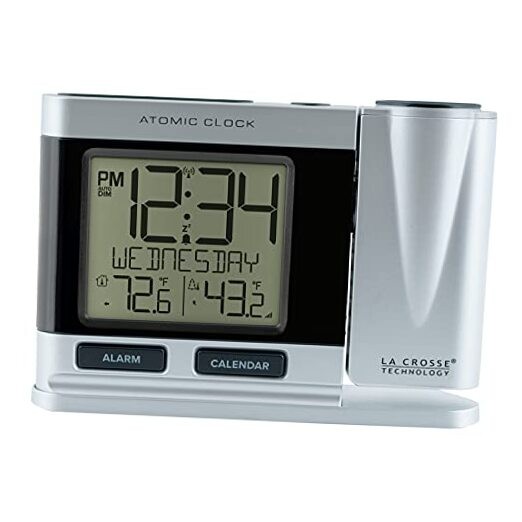 616-12667-INT Atomic Projection Alarm Clock with Temperature Silver-image