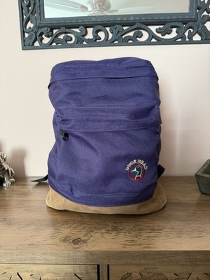Vintage Duck Head Backpack Purple With Leather,  *front Zipper Broken*