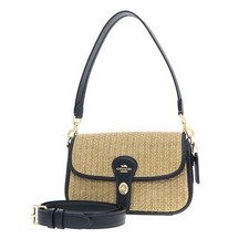 Coach Hadley Straw Beige Shoulder Bag Cal91 Removable Strap Dust Bag A Line
