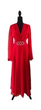 Unbranded Red Chiffon Formal Evening Gown/Dress w/Rhinestones, Size 12