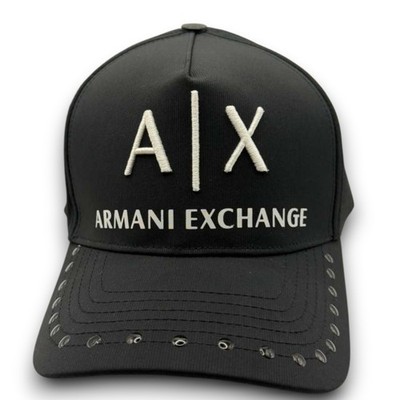Armani Exchange AX Baseball Cap Classic Logo Men's Black Adjustable Hat NWT