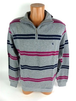 Kitaro Herren Pullover Pulli grau gestreift Gr. L Baumwolle NEU (13518)