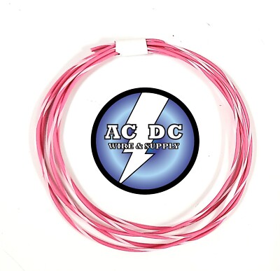 AUTOMOTIVE WIRE 22 AWG HIGH TEMP TXL WIRE PINK WITH WHITE STRIPE 10 FT COIL