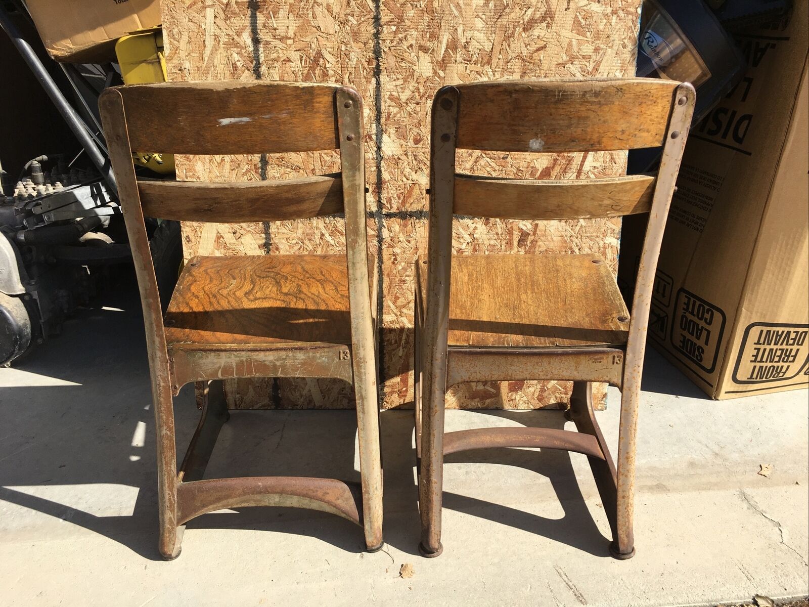 Pair Mid Century Vintage Wood American Seating Co Envoy Child School Desk  Chair