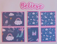  2527 BELIEVE MERMAIDS UNICORNS PREMADE SCRAPBOOK PAGE MAT  TITLE SET - TONYA