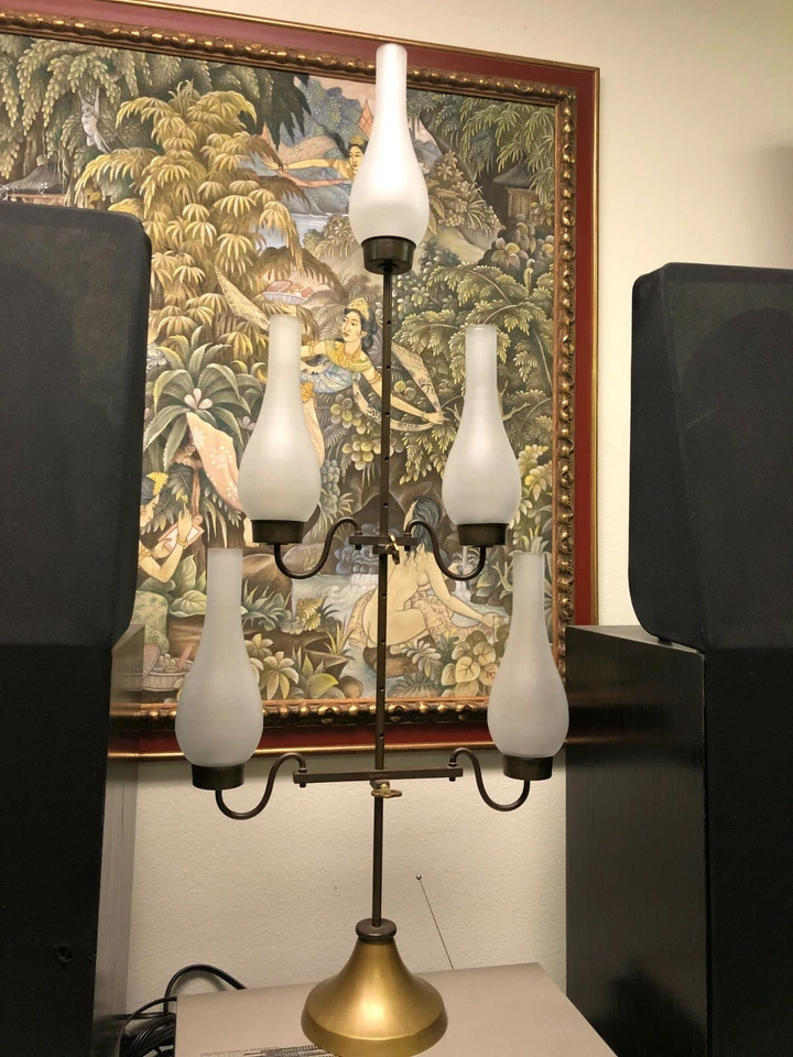 Rare Vintage 5 Hurricane Candle Holders with Chimney, 39" Tall x 17" Widest - Image 2 of 4