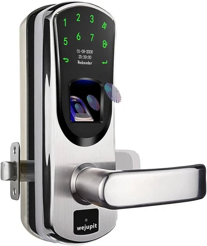 NEW WeJupit V8 Silver Stainless Fingerprint Touch Keyless Entry Smart Door Lock