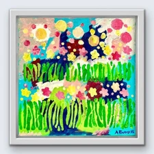 Abstract Flowers Floral Landscape Art in Pastel Colors Painting Home Decor