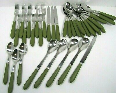FRANCE SABRE - 18-10 & Green 38 Set Stainless Steel | Pieces Flatware eBay