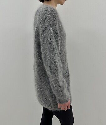 COS Chunky Cardigan Mohair Wool Blend Zip Sweater Gray Size COS Chunky Cardigan Mohair Wool Blend Zip Sweater Gray Size