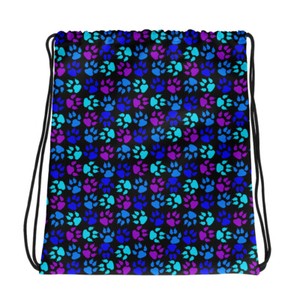paw print drawstring bag