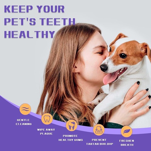 55 Counts PET Teeth Cleaning Wipes for Dogs & Cats,Dog Dental Wipes for Reducing - Picture 5 of 9