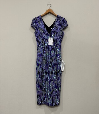 ebay dress the population Dress the Population Emery Sequin Stripe Long Sleeve Cocktail Dress Size XS