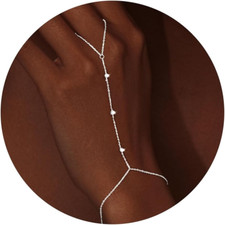 Gold Silver Hand Chain Bracelet for Women, Ring Bracelet Hand Chain Dainty Finge