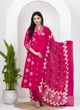 Cotton 3 PC Kurti Pant Dupatta Set Party Wear Ethnic Salwar Kameez Top Tunic