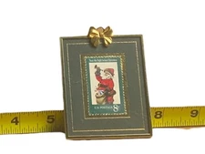 Smithsonian Institution Santa Claus Vintage Stamp 1972 Framed Ornament Green Mat