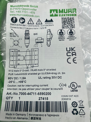 Murr Elektronik 7000-44711-6590200 Ethernet Cable 2M 
