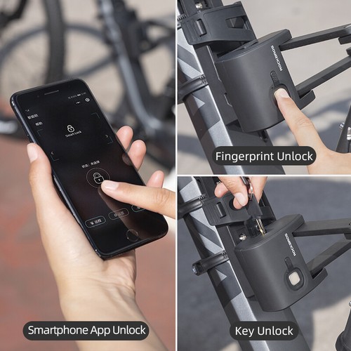 ROCKBROS Bike Lock Motorcycle Folding Lock Mountain Bike Fingerprint Smart Lock - Picture 9 of 26