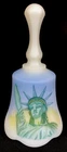 Fenton Art Glass Hand Painted Statue of Liberty Bell on Milk Satin   LIMITED