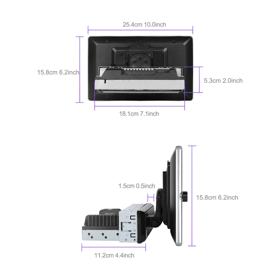 1DIN 10.4'' Android 13 2+64GB Car Stereo Carplay GPS Navi Wifi MP5 Mirror link - Image 3 of 4