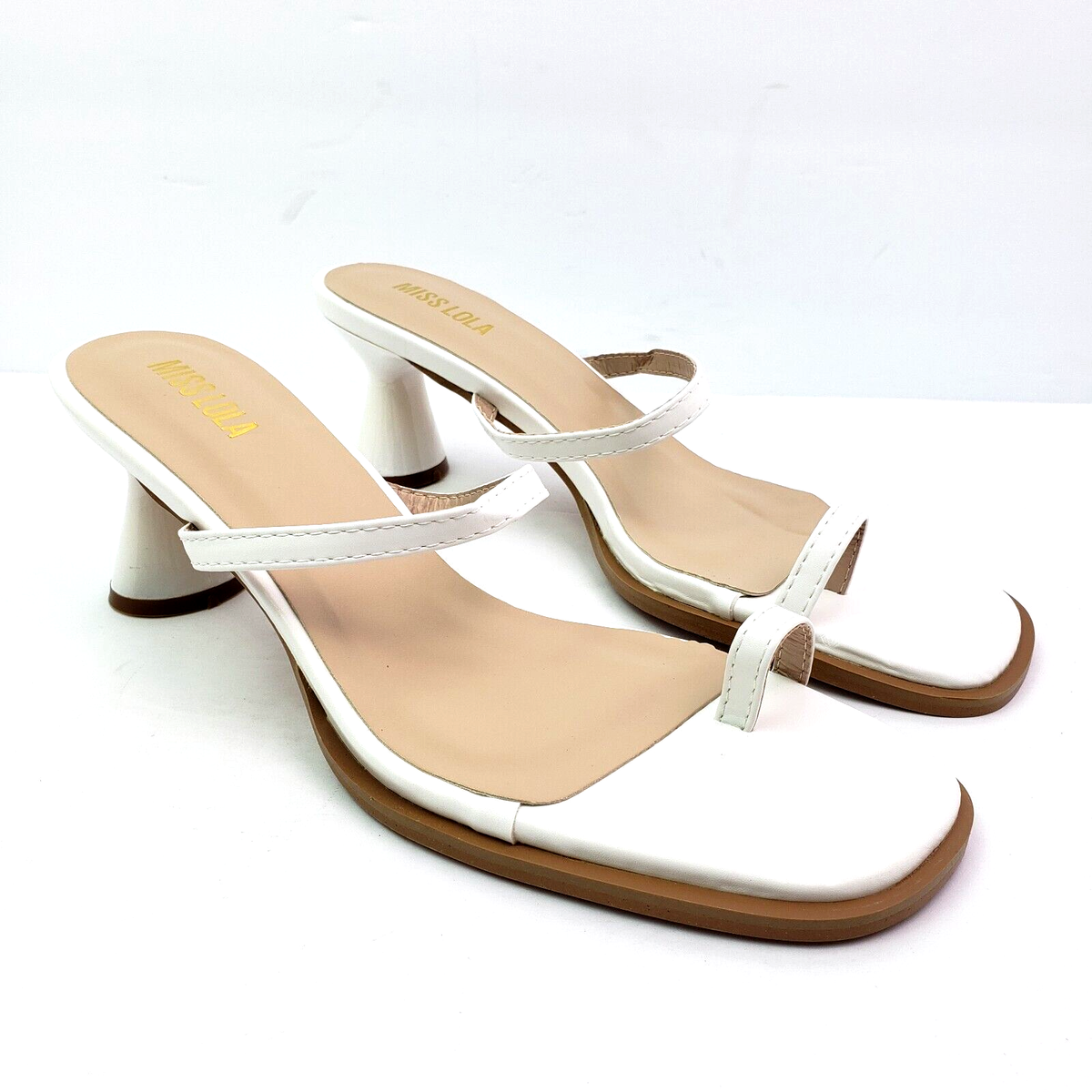 Miss Lola Willie Womens Size Tan White Slip On Formal Heel