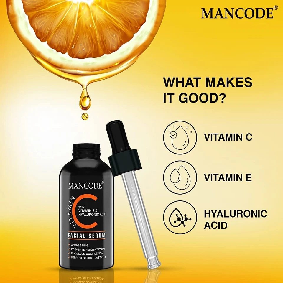 Mancode Vitamin C Facial Serum For Wrinkle Remover 50 Ml, - Image 4 of 4
