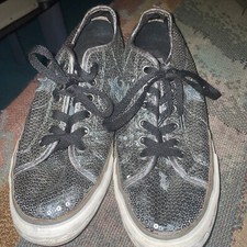 Converse One Star Silver Sequin Sneakers Sz 8 Low Top Women's Shoes Pre-Owned