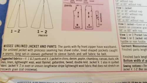 VTG Simplicity Jacket & Pants Sewing Pattern 7137 Retro 1975 Uncut Pattern - Picture 5 of 7