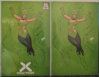 X-Factor #9 DAVID NAKAYAMA Polaris Green COLOR BLEED TRADE & VIRGIN VARIANT
