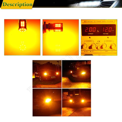 4 × No Resistor Amber Yellow 7440 32SMD T20 LED Bulbs Turn Signal Lights canbus - Picture 8 of 8