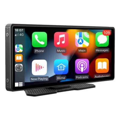 10.26'' CarPlay Portable Touch Player + 12-LED Rear Cam - For Safe Driving