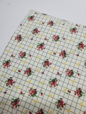 American Retro Fabric 1942 Windham 1930s Floral Check Green Sew Quilt ONE YARD