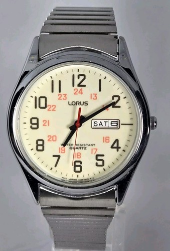 LORUS Luminous Dial VINTAGE 37mm Water Resistant Stainless Steel Back - Picture 2 of 9