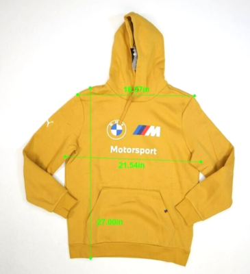 Puma BMW Motorsport Essential Pullover Fleece Hoodie Amber Yellow