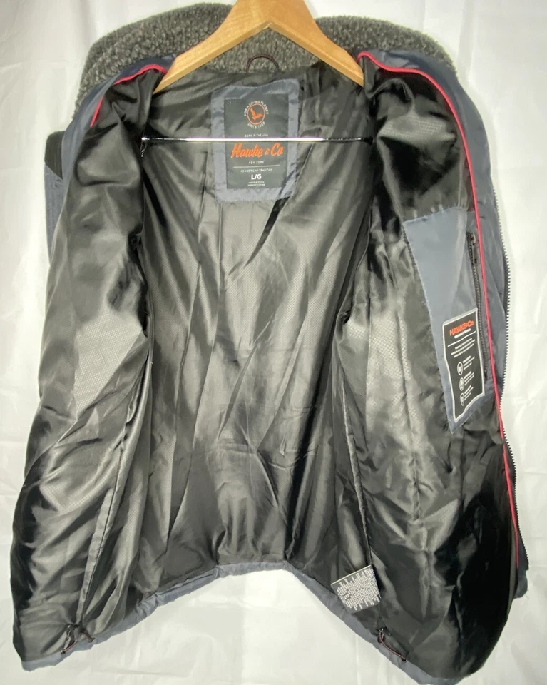 Hawke & Co. 男式 Puffer 夹克深灰色全拉链填充尺寸 L *无帽* — 第 3/4 张图片