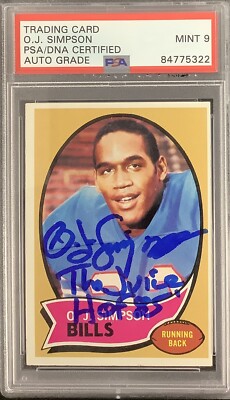 OJ Simpson Signed 1970 Topps #90 Rookie Card Football HOF PSA/DNA