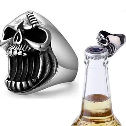 Abridor de botellas portátil anillo para dedos abridor de cerveza metal punk cráneo calavera | eBay