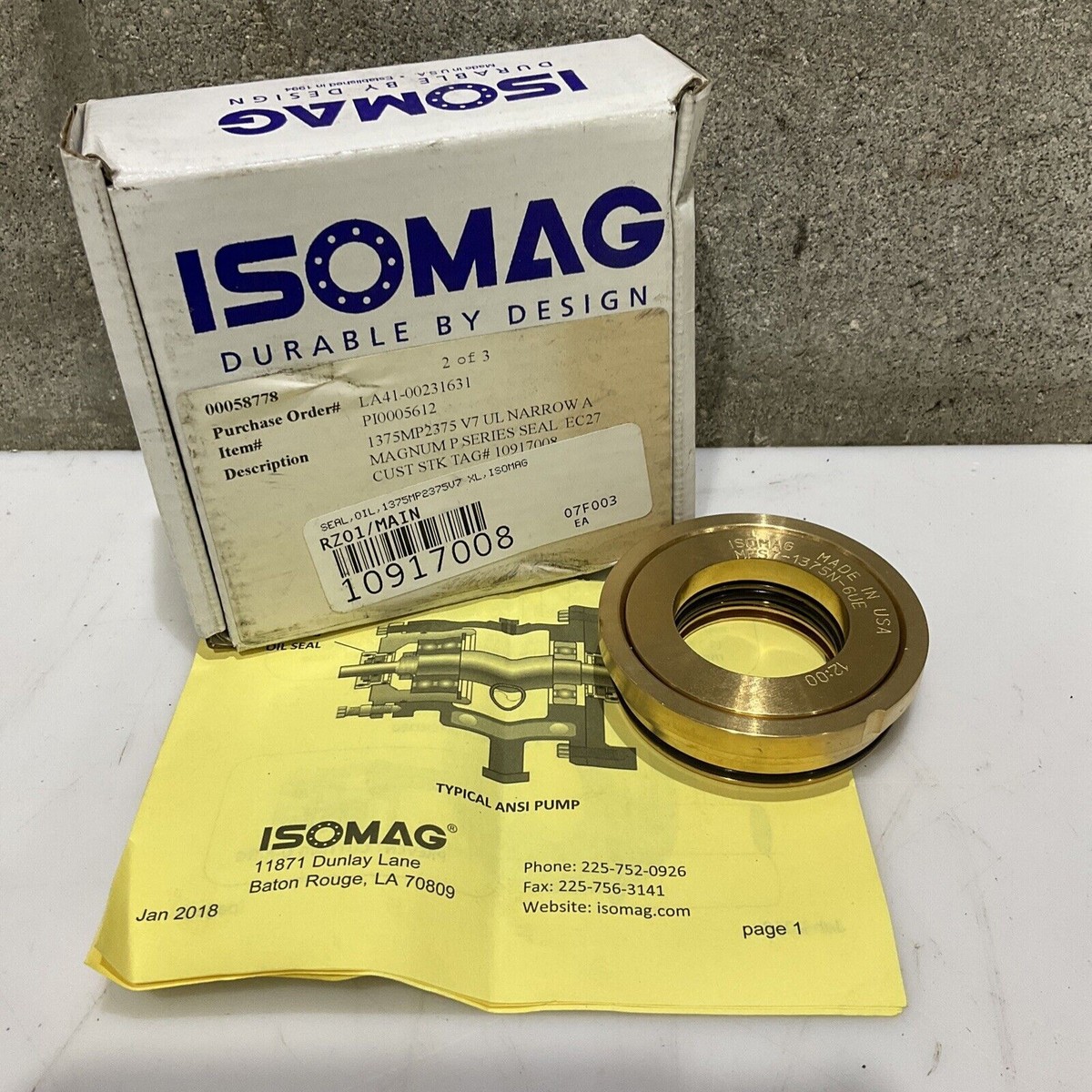 ISOMAG PI0005612 1375MP2375 V7 UL NARROW MAGNUM P SERIES SEAL EC27  
