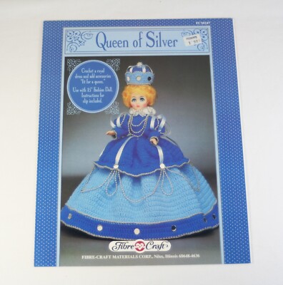 Fibre Craft Crochet Doll Pattern Booklet Queen of Silver 15'' FCM 247 1991