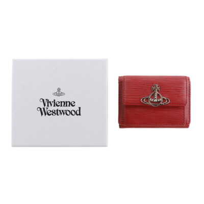 Vivienne Westwood Mini Wallet Tri-Fold Coin Case Red Leather