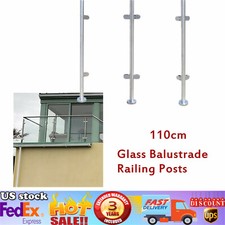 Stainless Steel Fencing Stair Balustrade Railing Post Grade Glass Clamps 110cm