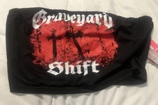 ROMWE Graveyard Shift Crop Tank Top Womens Size Large Black NWT