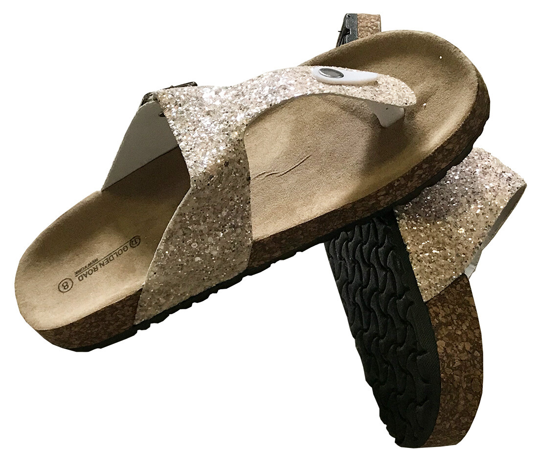 PANTOFOLA D’ORO Women Thong Glitter Sandal Shoes Flip Flops Flat Summer Slipper Silver Glitter 9
