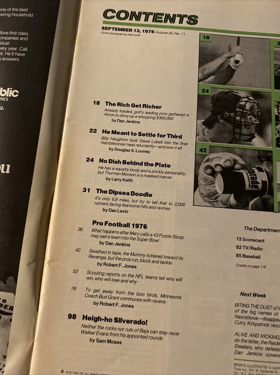 1976 Sep 13 Sport Illustrated Magazine Dan Jenkins (CP347)