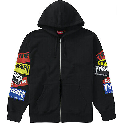 Supreme Thrasher Multi Logo Zip Up Hooded Sweatshirt Black Supreme Thrasher Multi Logo Zip Up Hooded Sweatshirt Black