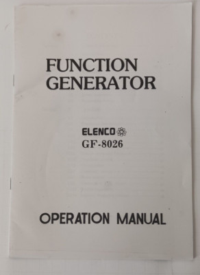 Elenco GF-8026 Function Generator Operation Manual GF 8026