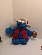 VINTAGE GUND Sesame Street Cookie Monster Plush Toy Scarf Gingerbread Man 18  