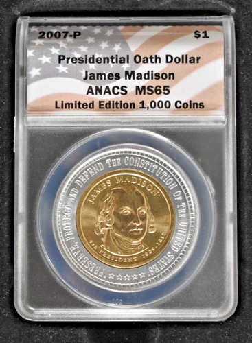 2007-P James Madison Presidential Oath Dollar w/Display Case - Ltd ED-1000 coins - Picture 2 of 6