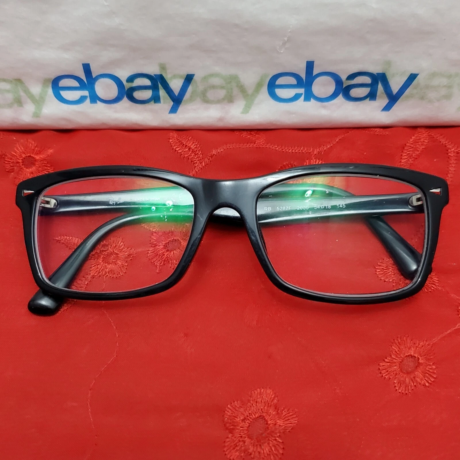 Ray Ban RB 5287F 2000 BLACK 54¤18 145 Unisex Square Eyeglasses "Frames Only"