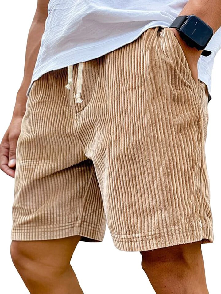 Hot Corduroy Drawstring Elastic Waist Pacificozy Shorts, Beach Short Pockets - Image 2 of 4